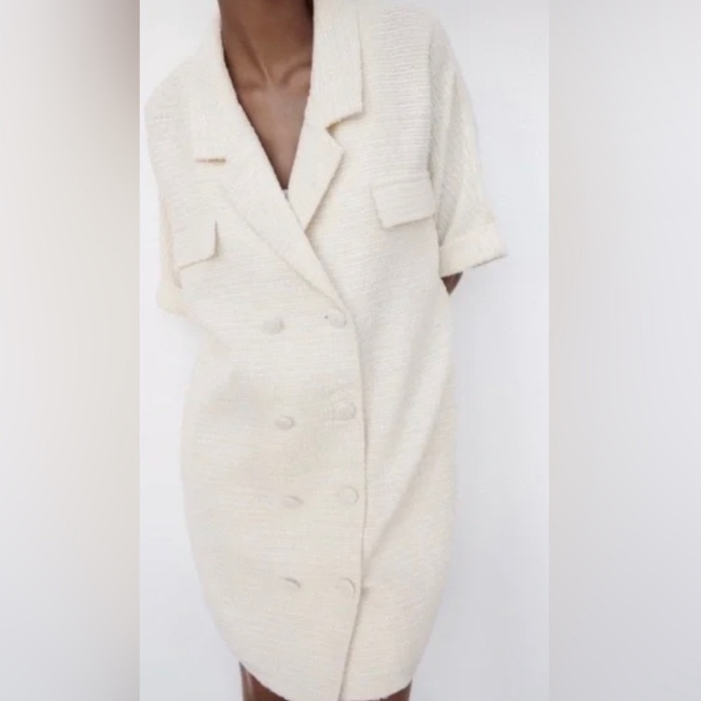 ZARA TWEED BLAZER DRESS - Picture 4 of 10